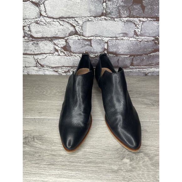 Frye and Co. Rubie Black Leather Slip On V Cut Out Sides Heel Booties Women 7.5M - Picture 14 of 16